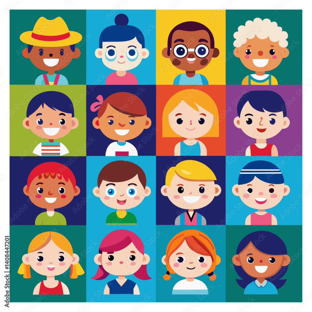 Boy and girl avatar Colorful icons set bundle vector design Boy and girl avatar Colorful icons set bundle vector design