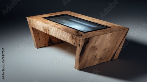Minimal sculpted table with inset lighting 