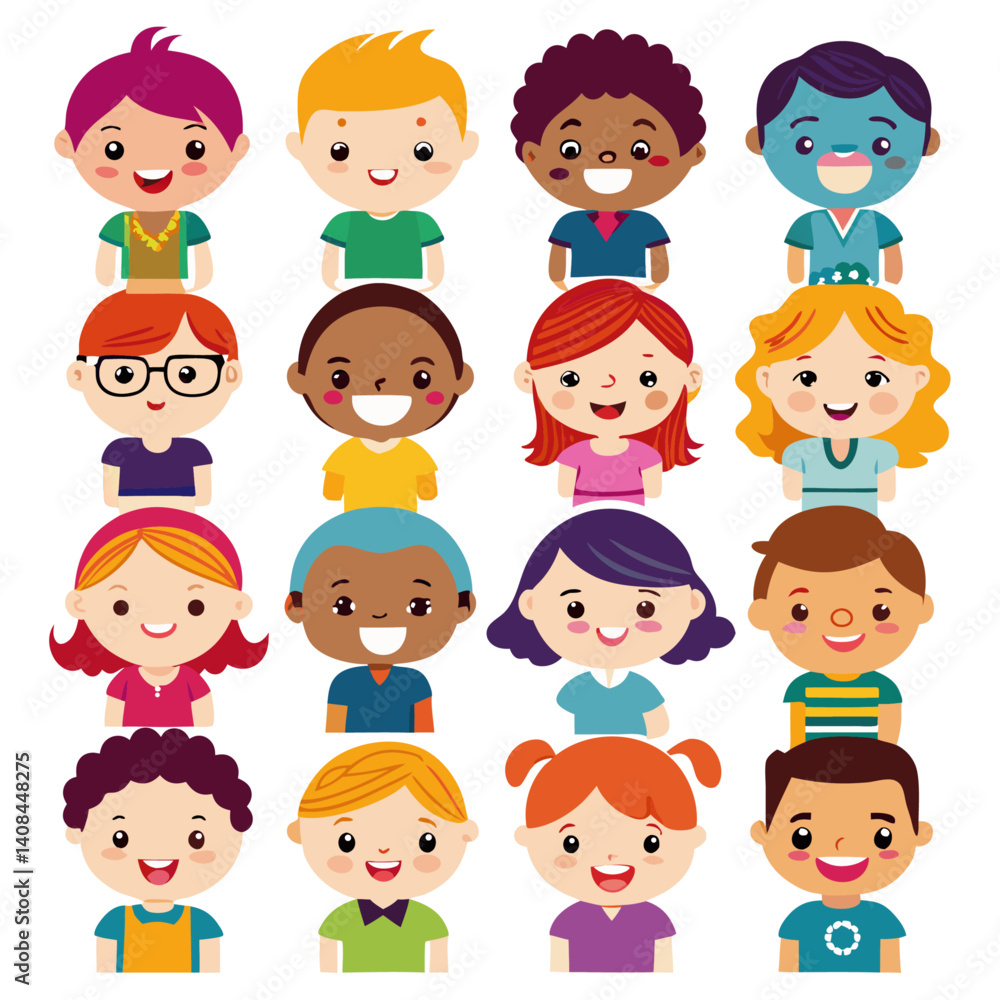 Boy and girl avatar Colorful icons set bundle vector design Boy and girl avatar Colorful icons set bundle vector design