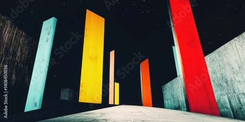 A stunning abstract landscape with vibrant pillars that captivates the eye and imagination