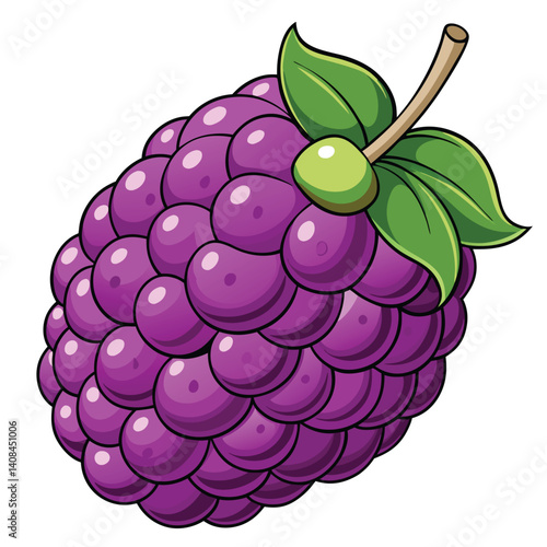 Vibrant purple berry with leaves