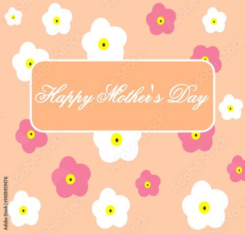 Mother's day card with floral print and inscription - Happy Mother's Day