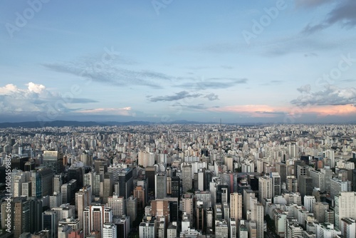 Stunning panoramic view of Sao Paulo skyline during sunset