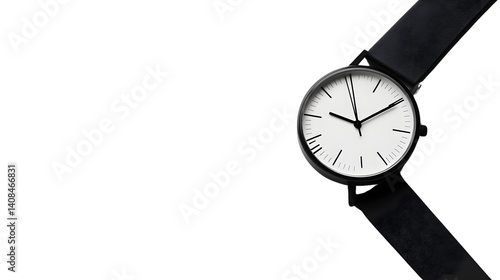 Wallpaper Mural Elegant Minimalist Watch with Black Leather Strap and White Dial Perfect for Fashion and Timek Torontodigital.ca