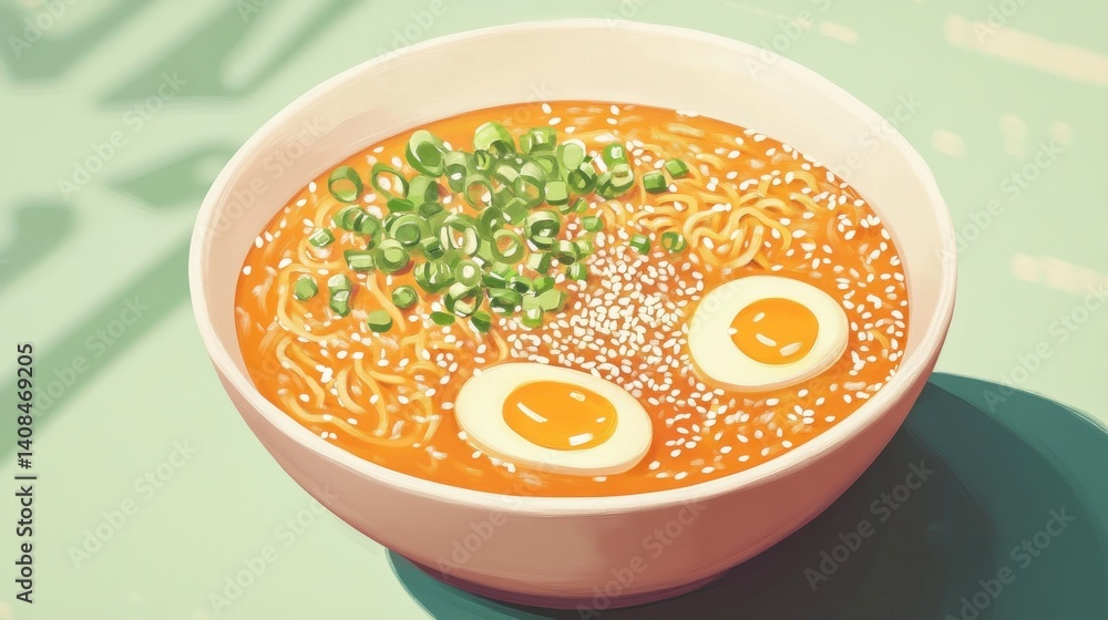 Bowl of Ramen with Sesame Seeds and Scallions Bowl of Ramen with Sesame Seeds and Scallions