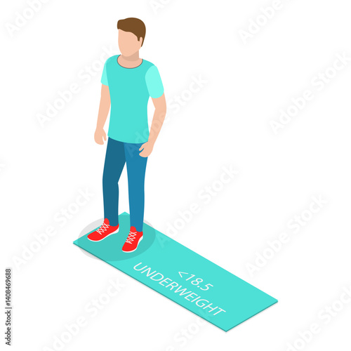 3D Isometric Flat Vector Illustration of Body Mass Index, BMI Classification Chart. Item 5