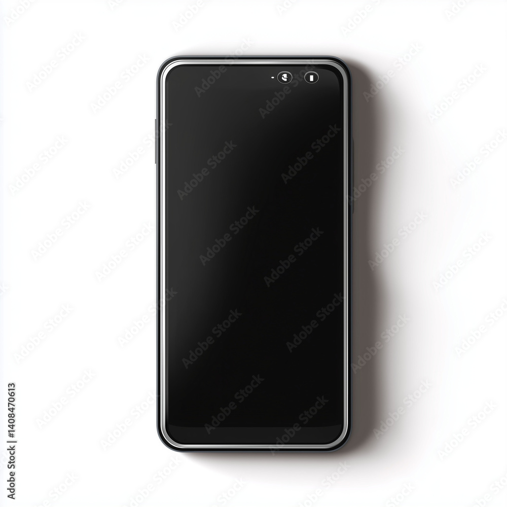 Experience the Ultimate Smartphone Top View Display Isolated on Pristine White Background for Clear Imagery. Experience the Ultimate Smartphone Top View Display Isolated on Pristine White Background for Clear Imagery.