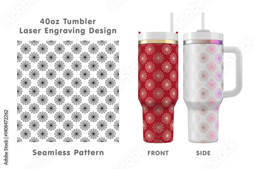 Spider web tileable pattern. Seamless laser engraving design for 40oz tumbler. Full tumbler wrap. Vector illustration.