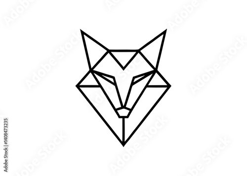 Geometric Fox Design: A minimalist geometric fox, a symbol of cunning and adaptability, rendered in clean, precise lines, perfect for modern design and branding.