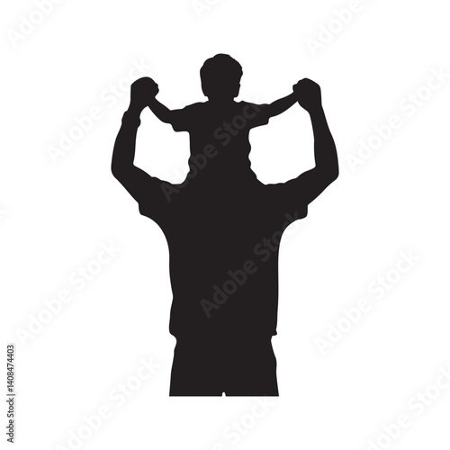 Piggyback Ride Silhouette Vector Father Carrying Child on Shoulders