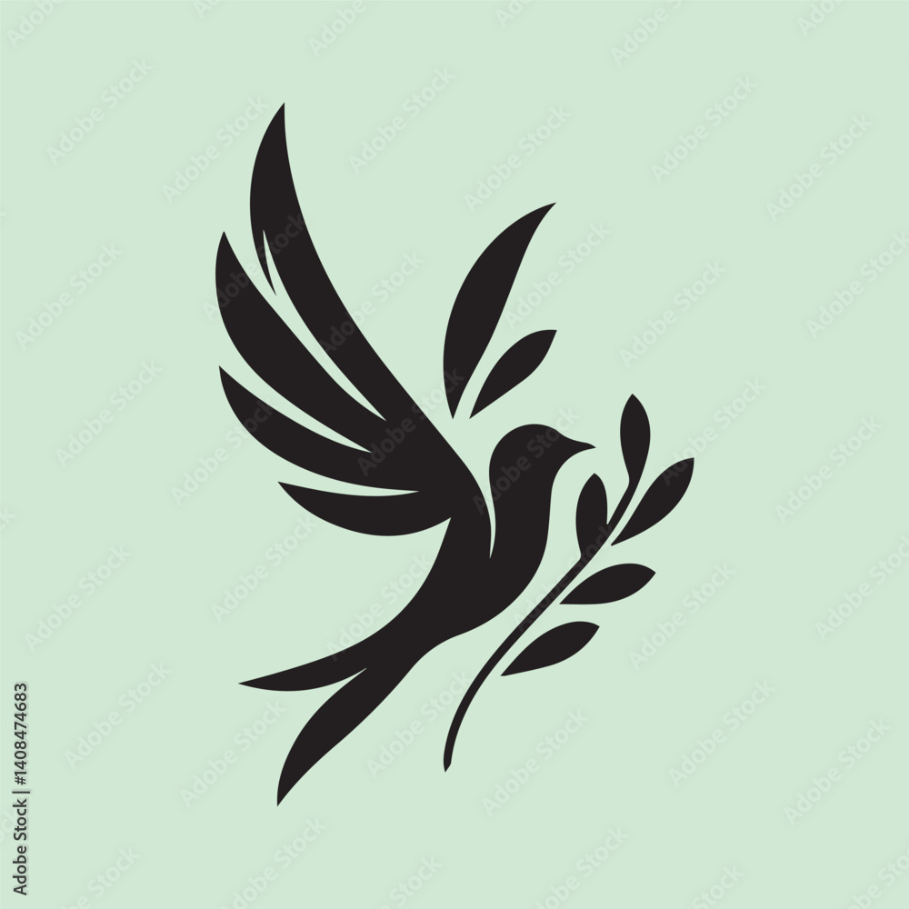 Minimalist Bird with Branch Logo – Elegant Nature Vector Design. Minimalist Bird with Branch Logo – Elegant Nature Vector Design.