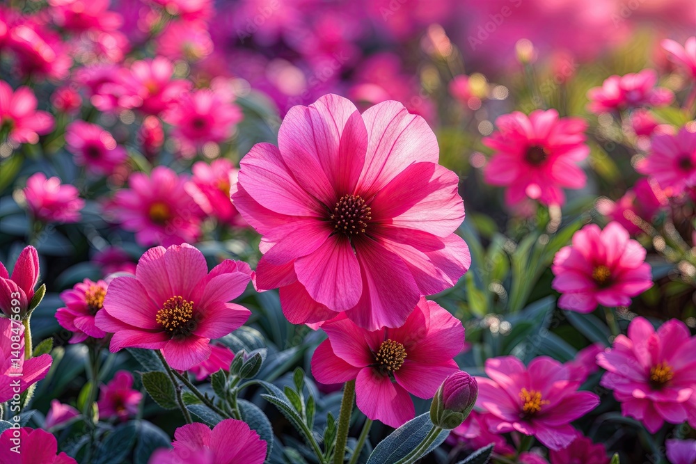 Obraz premium Bright Hot Pink Floral Background for Spring and Summer Flowers