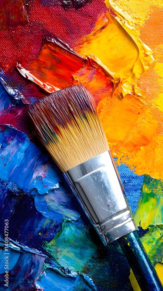Fototapeta premium Vibrant Oil Paint Brushstrokes on Canvas