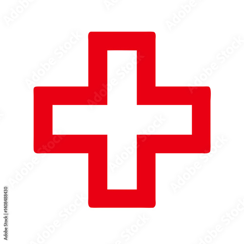 A bold red cross icon, representing universal healthcare, first aid, and emergency services. Ideal for medical branding and emergency-related designs.
