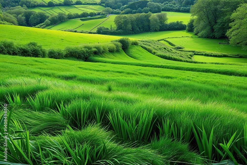Emerald Fields and Lush Green Grass in a Vibrant Natural Landscape Emerald Fields and Lush Green Grass in a Vibrant Natural Landscape