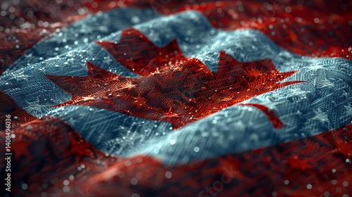 Wallpaper Mural Canadian Flag With Printed Circuit Board Texture, Water Droplets, And Shallow Depth Of Field Torontodigital.ca