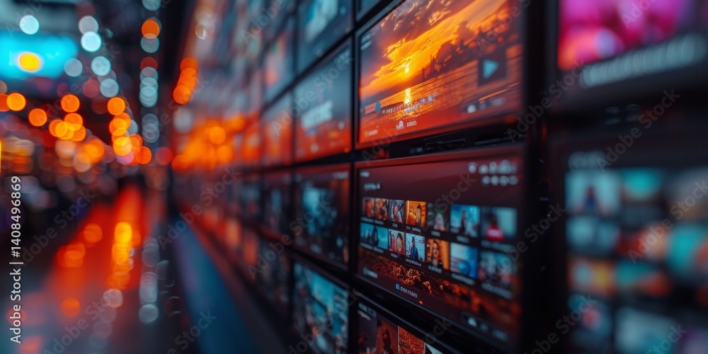 Obraz premium Vibrant Digital Displays Captivating Images and the Evolution of Entertainment Technology