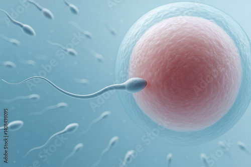 Sperm reaching egg cell during fertilization
