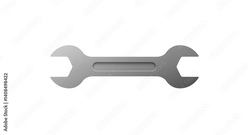 Flat vector icon of a wrench with open head and simulated metallic shine in flat tone. Flat vector icon of a wrench with open head and simulated metallic shine in flat tone.