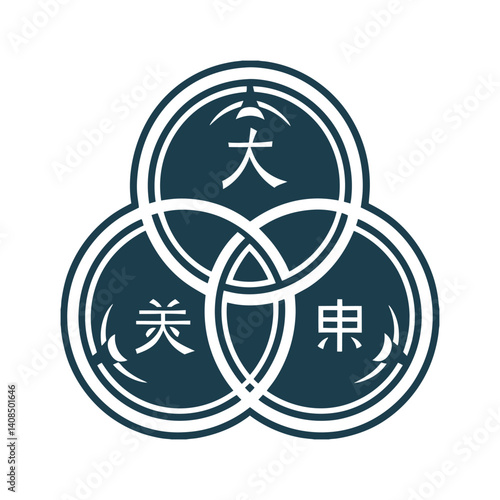 Three Treasures Jing, Qi, Shen - Energy Flow - Three Treasures (Jing, Qi, Shen) Three interconnected circles forming a triangle, with subtle energy waves