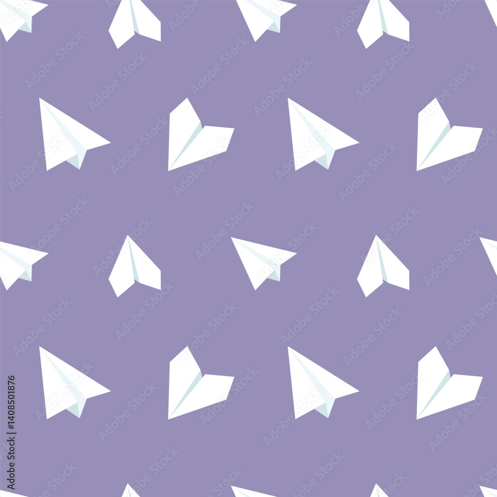 Cute paper planes pattern background vector design.white paper plane seamless pattern with pink background Cute paper planes pattern background vector design.white paper plane seamless pattern with pink background