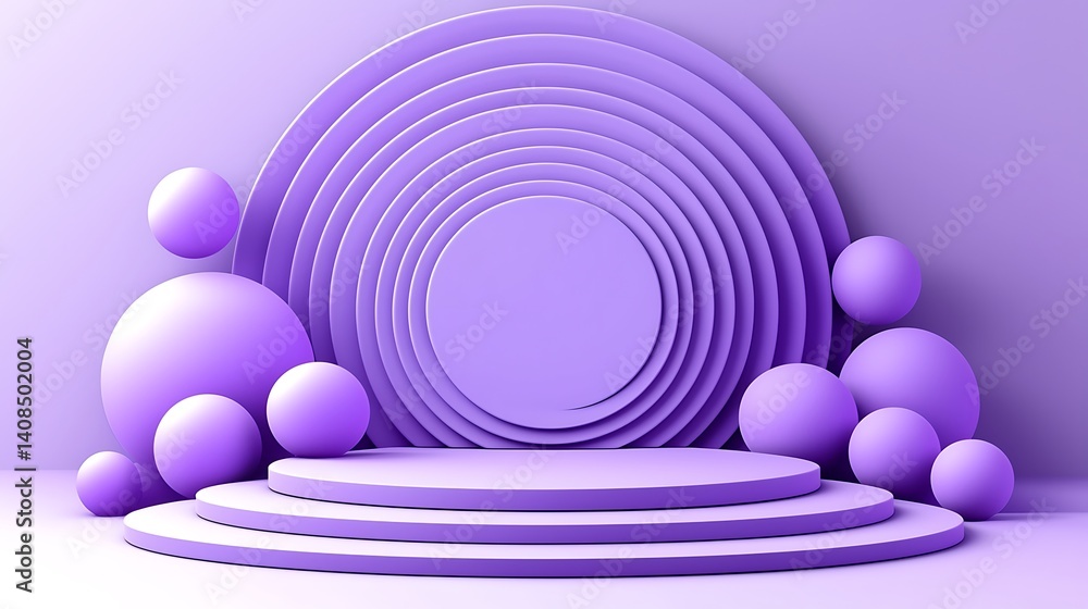 Obraz premium Modern Abstract Stage Design with Circular Shapes and Purple Tones