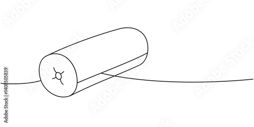 Bolster pillow one line continuous drawing. Warm cozy pillow. Vector illustration.