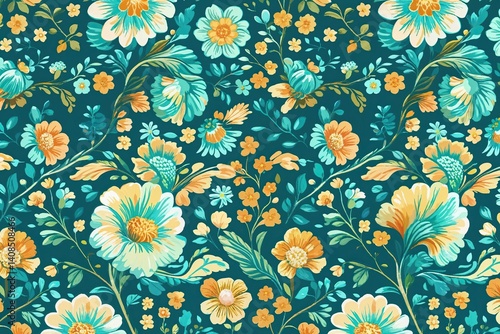 Wallpaper Mural Serene Turquoise Seamless Pattern Backgrounds for Textiles and Wallpaper Torontodigital.ca
