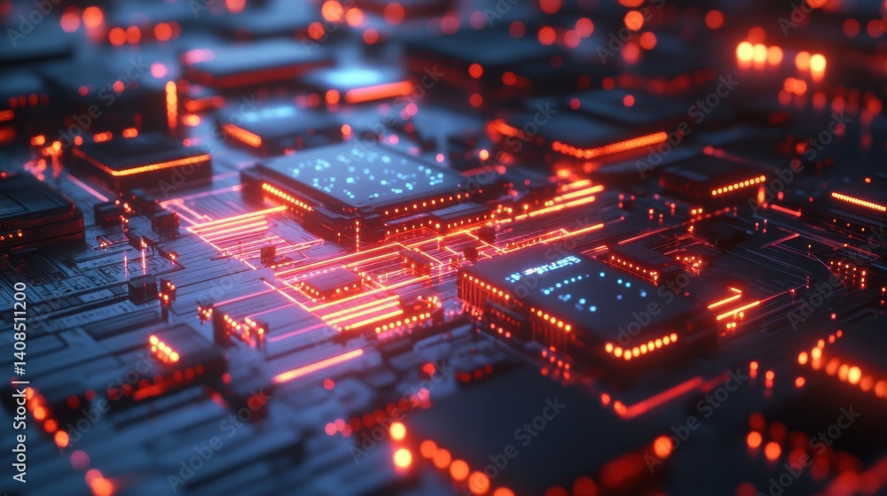 Obraz premium Machine learning brain visualized as glowing digital.