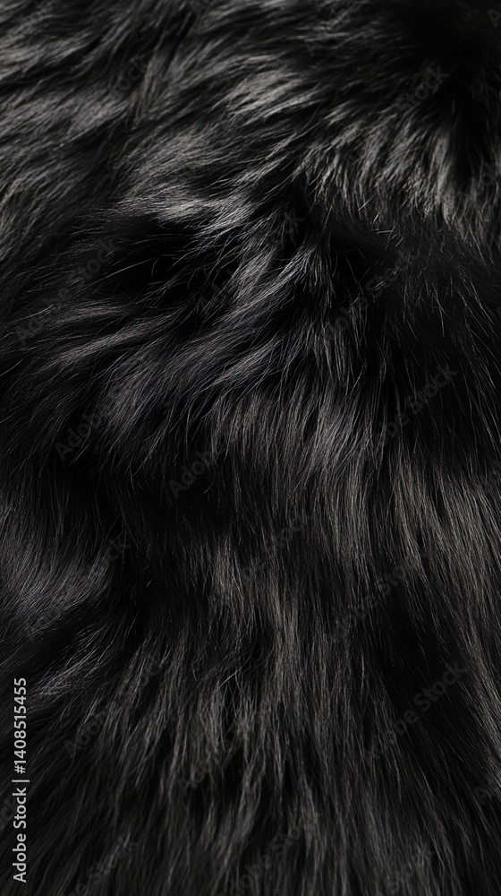 Naklejka premium Black Fur Texture Close-up
