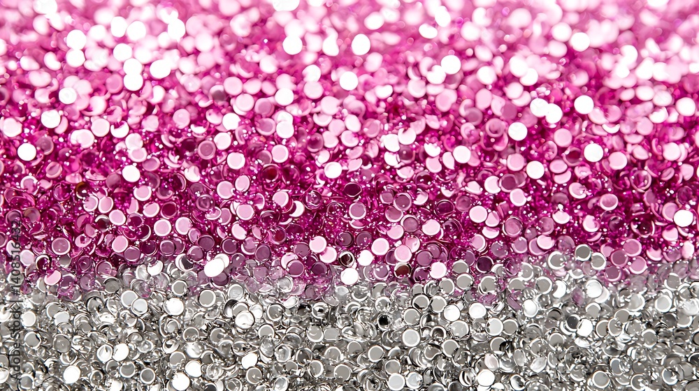 Obraz premium Bright Pink and Silver Glittering Rhinestones for Craft Projects