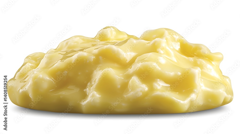 Creamy Yellow Substance Piled on White Background for Food Imagery Creamy Yellow Substance Piled on White Background for Food Imagery