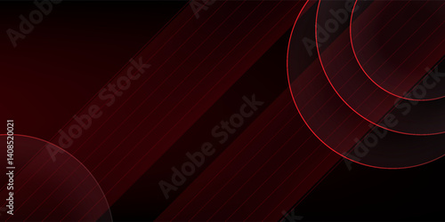 Red and black vector 3d futuristic tech glow and shinning line simple modern abstract banner. Vector