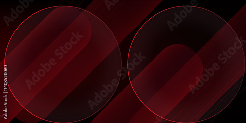 Red and black vector 3d futuristic tech glow and shinning line simple modern abstract banner. Vector