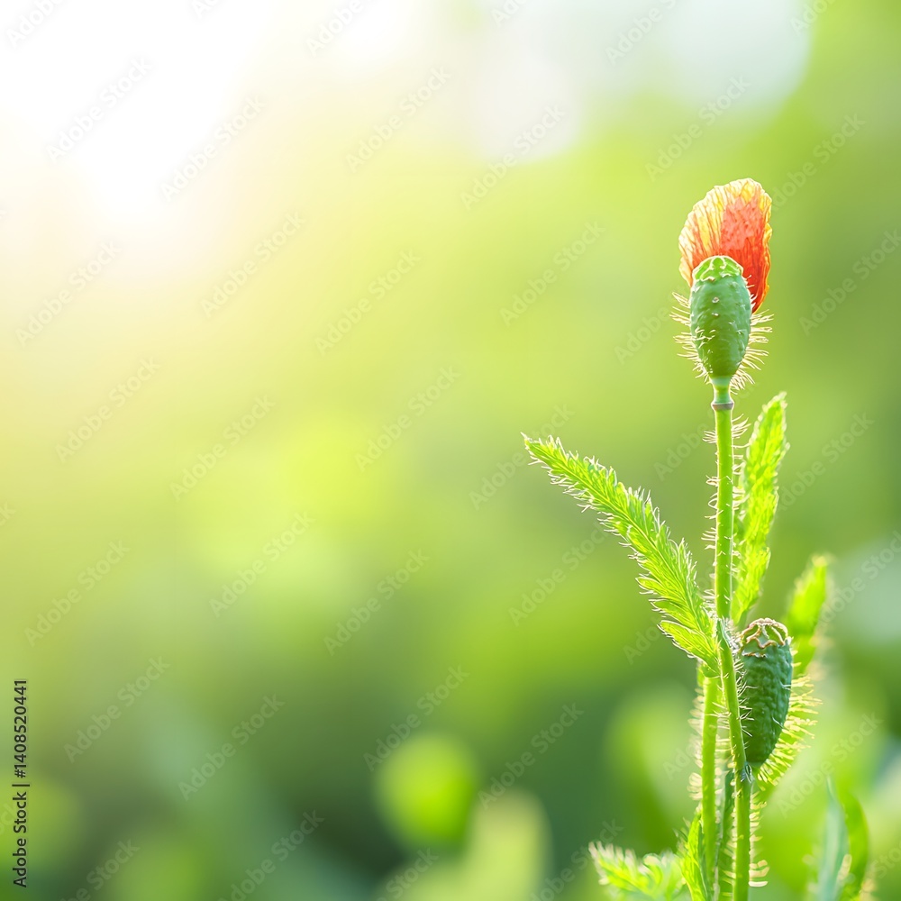 Obraz premium Sunrise Poppy Bud Close Up Photography