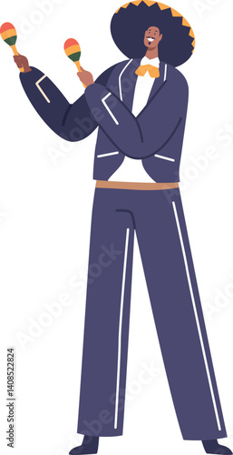Mariachi musician playing maracas vector illustration