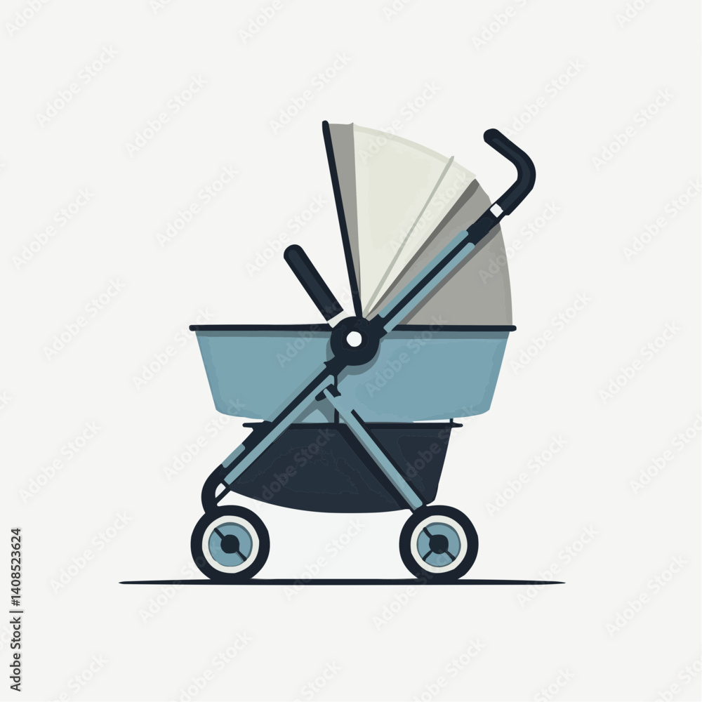 Black Stroller Illustration, Three-Wheel Design
Black Stroller Illustration, Three-Wheel Design