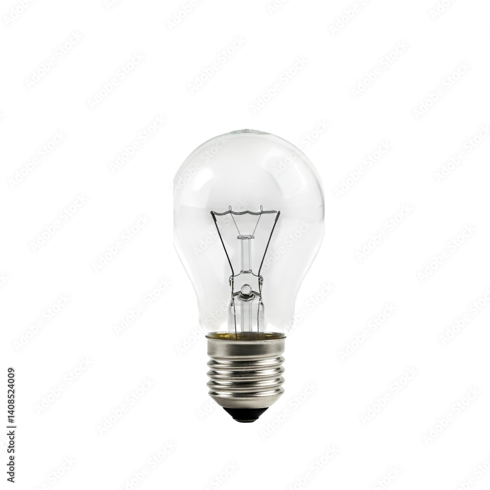 A single clear lightbulb, a symbol of brilliant ideas and potential, ready to illuminate the path ahead against a pure white backdrop. A single clear lightbulb, a symbol of brilliant ideas and potential, ready to illuminate the path ahead against a pure white backdrop.