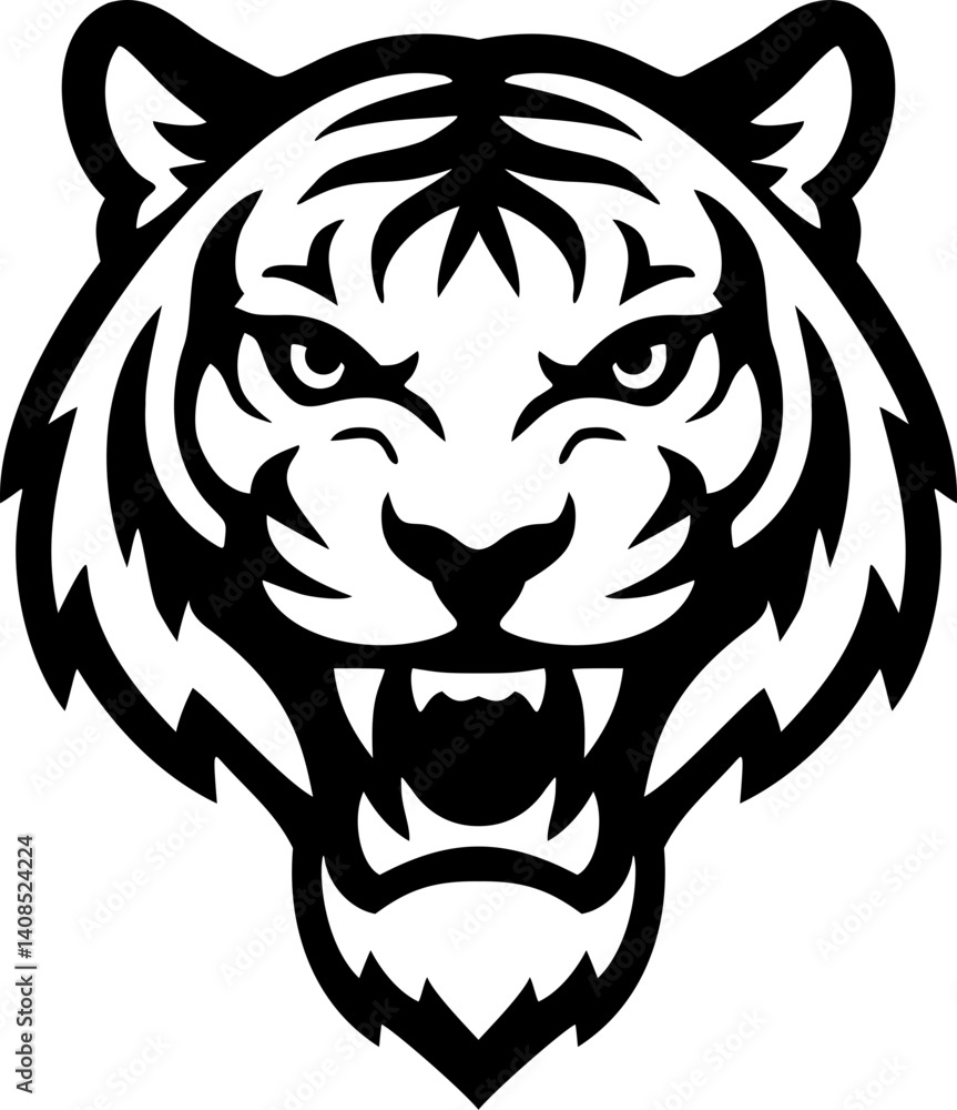 Fototapeta premium Tiger head vector icon logo isolated on a white background