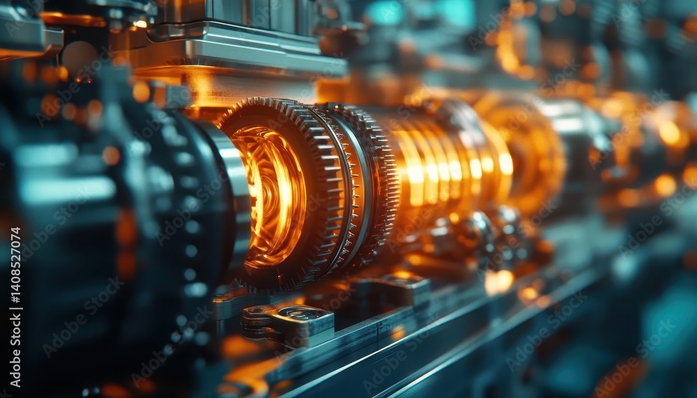 Obraz premium A wideangle shot of engineers conducting a performance test on an engine in a lab, Mechanical Engineering, Advanced and technical