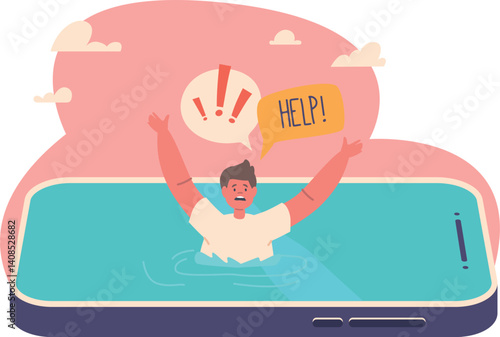 Child drowning in smartphone screen