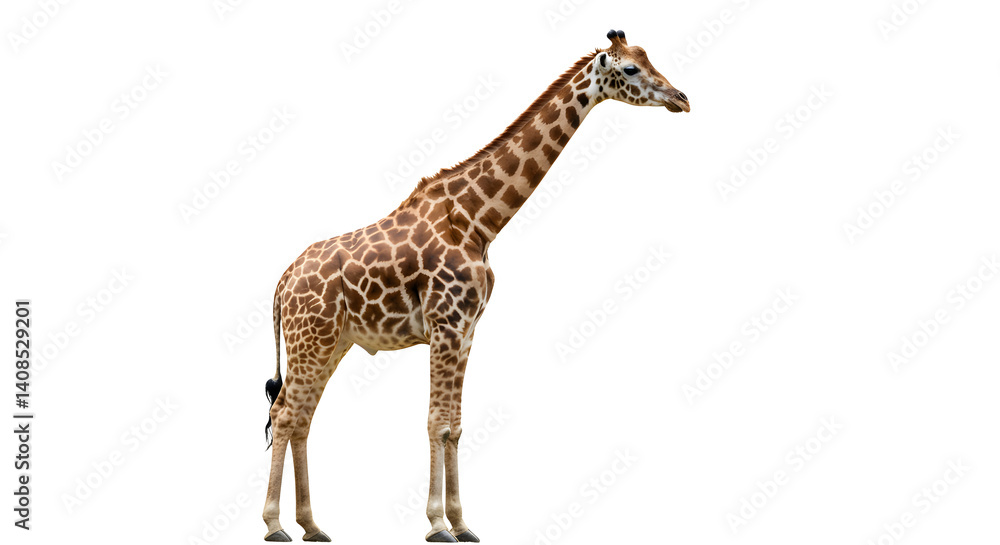 Fototapeta premium Majestic giraffe standing tall on transparent background