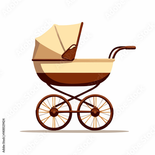 Vintage Baby Carriage Illustration, Retro Design

