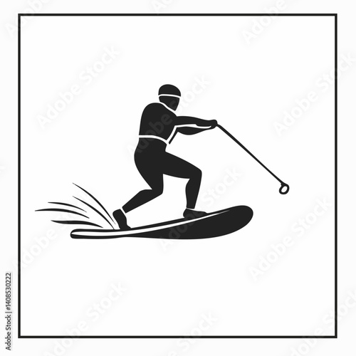 Wakeboard - Vector icon, isolated on white background  -  