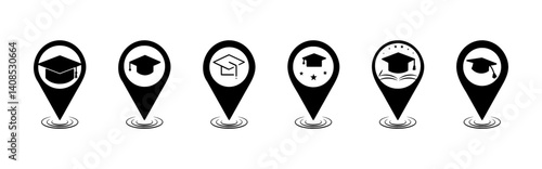Free Download School Location Pin Icon – Education Map Marker Symbol, for Back to School - GFXLoad