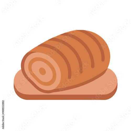 Swiss roll cake vector illustration on black background