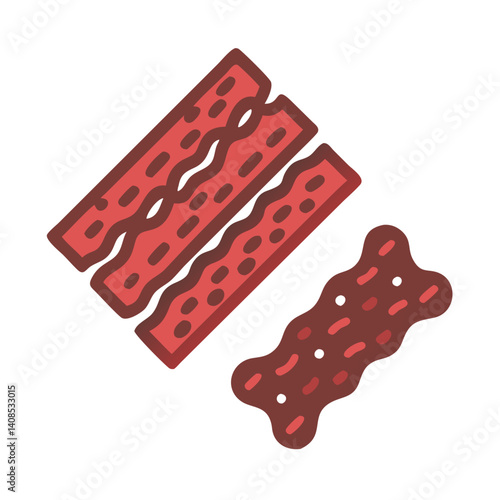 Crispy bacon strips and rashers on black background