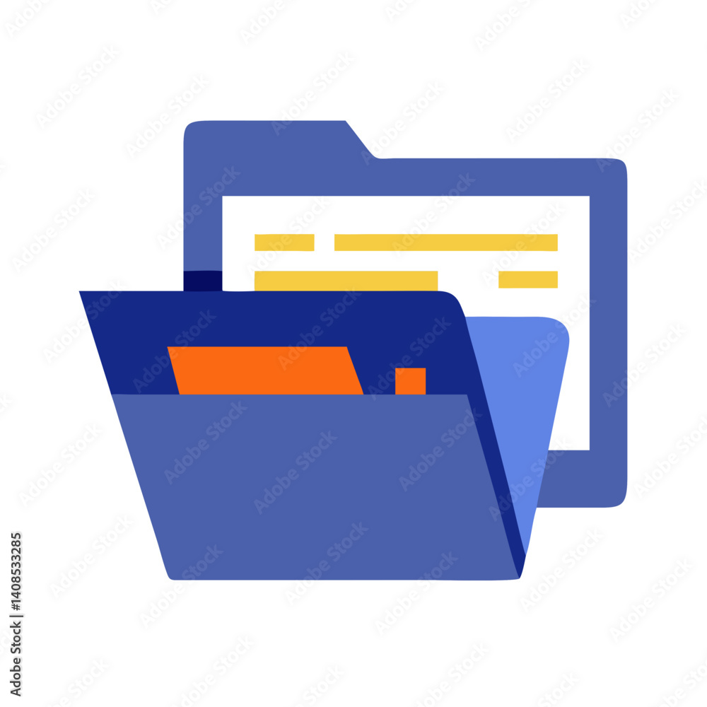 Digital file folders organizing paperwork in blue tones Digital file folders organizing paperwork in blue tones