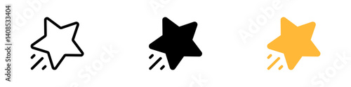 falling, shooting star icon set