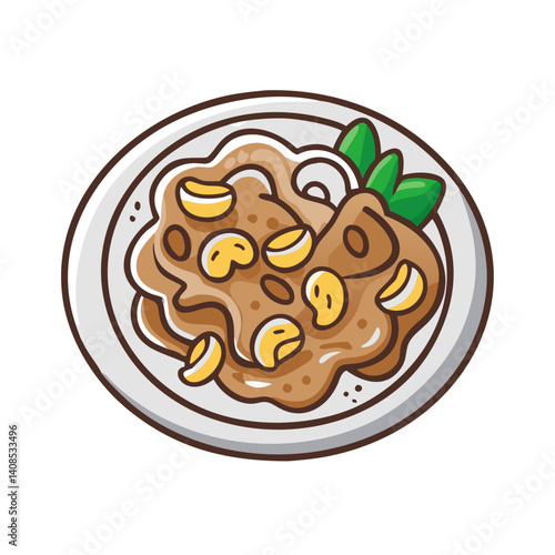 Delicious cartoon Pad See Ew noodle dish illustration